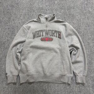 VTG Jansport 1/4 Zip Men's XL Gray Y2K Embroidered Pullover Collared